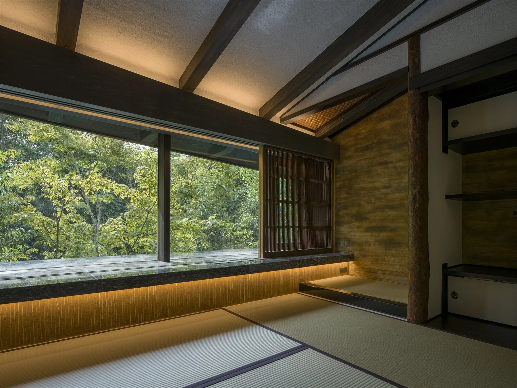 和室、自然、緑、窓、畳、木材、建築、インテリア、日本家屋、間接照明