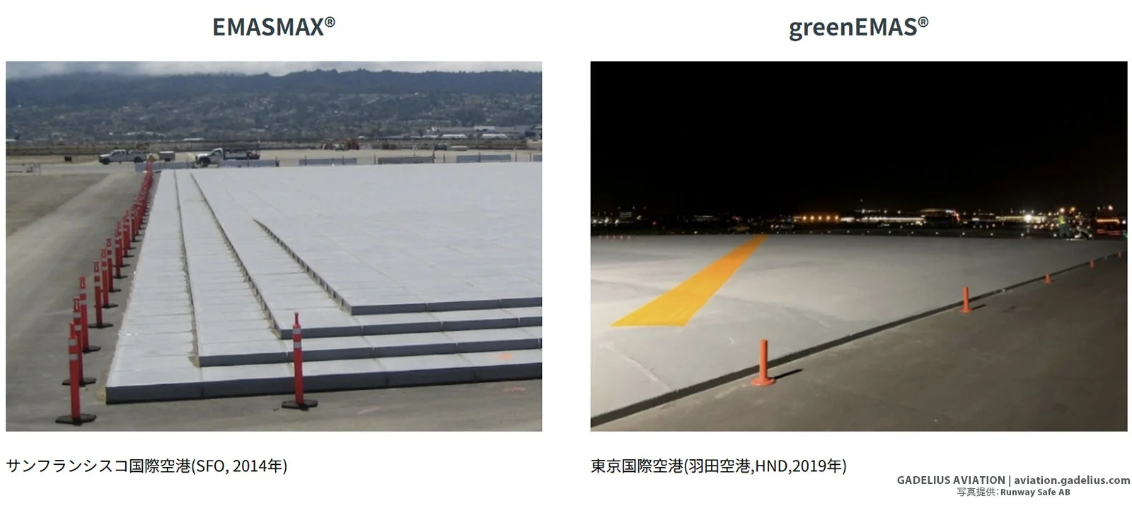 空港の滑走路端に設置されたEMAS