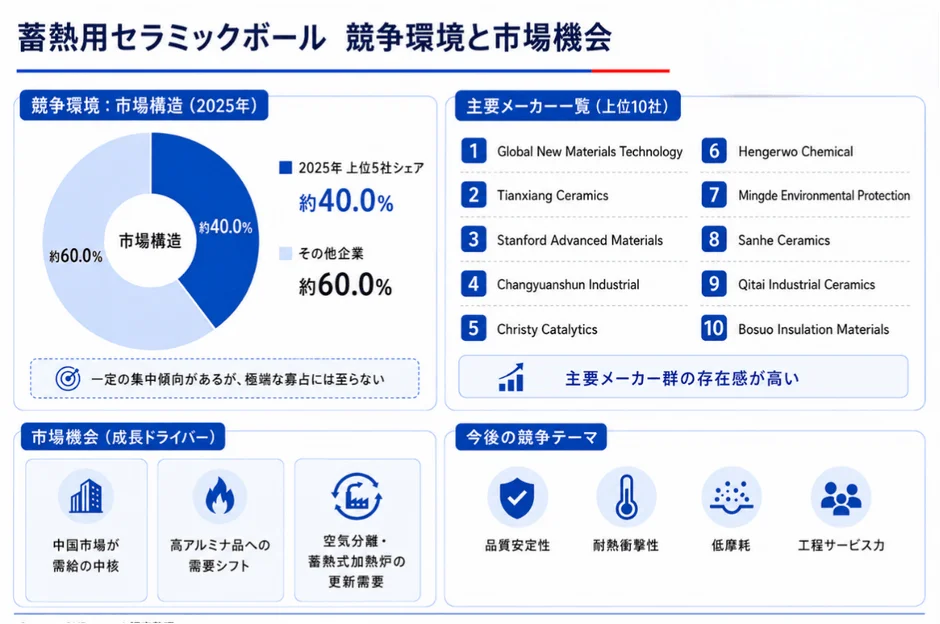 蓄熱用セラミックボールの競争環境と市場機会