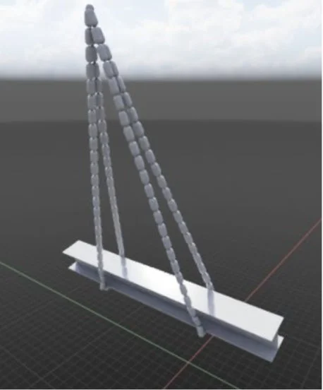 3Dレンダリングされた吊り下げ構造物