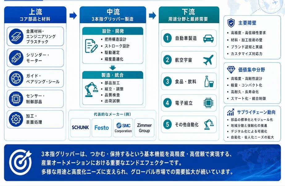 3本指グリッパーのサプライチェーン全体像