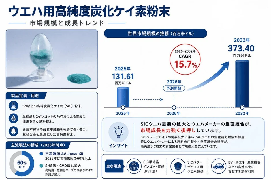 ウエハ用高純度炭化ケイ素粉末の市場規模と成長トレンドを示す資料