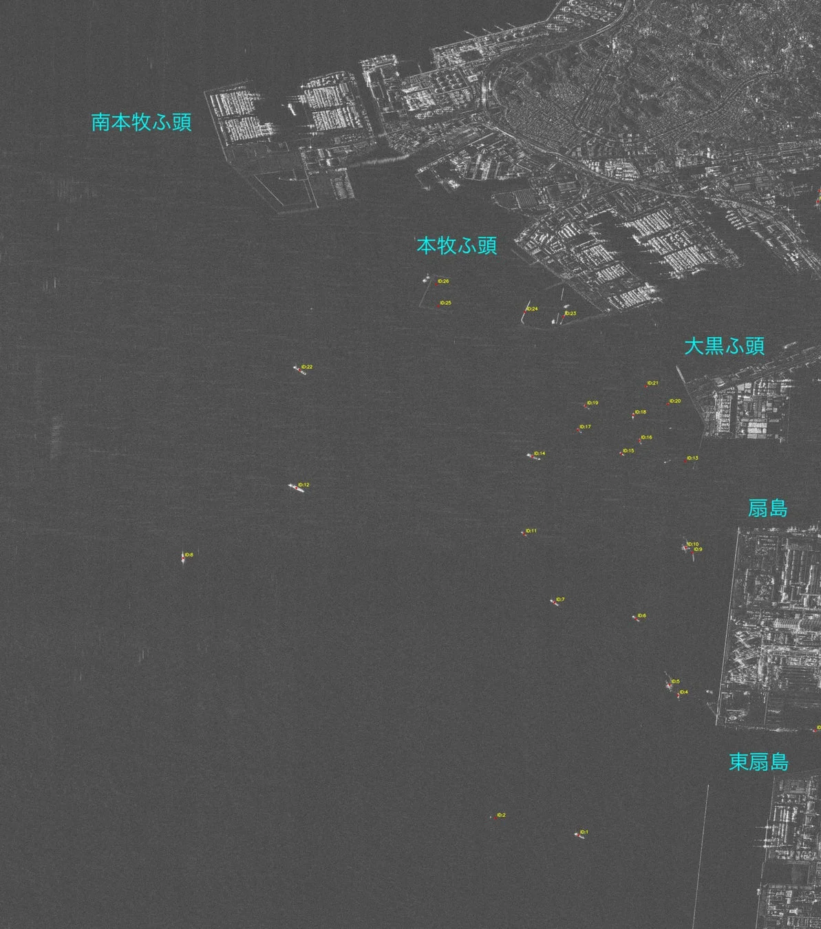 東京湾(横浜沖)の船舶検知結果