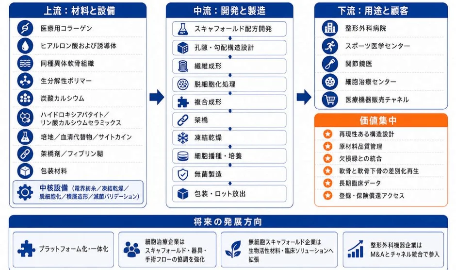 軟骨修復用スキャフォールド産業チェーン分析