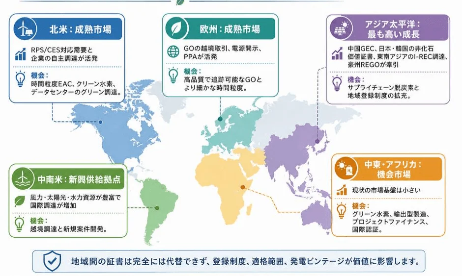 世界の再生可能エネルギー証書市場(地域別ランドスケープ)