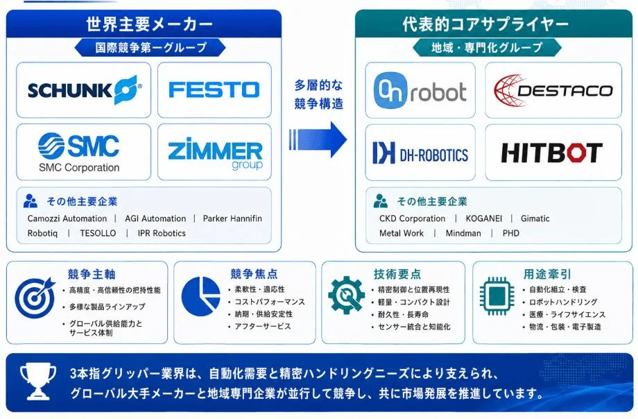 3本指グリッパー業界の主要メーカーとサプライヤー