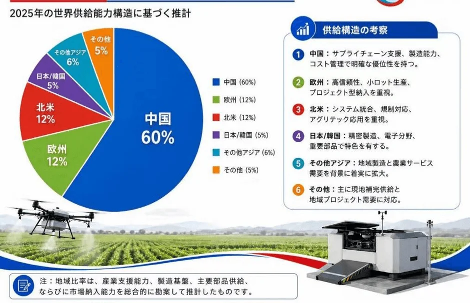 2025年の世界供給能力構造予測を示すインフォグラフィック