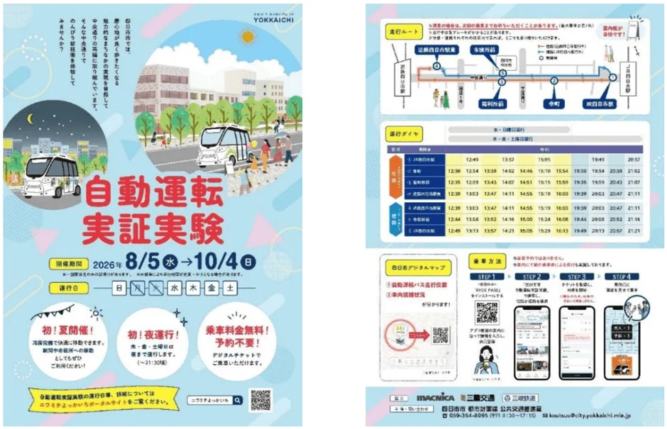 四日市市での自動運転実証実験の概要ポスター