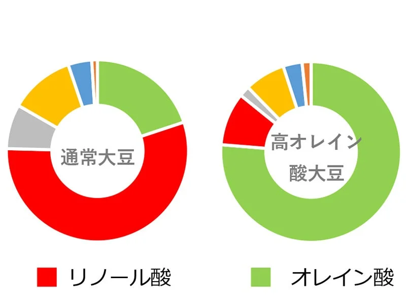 通常大豆と高オレイン酸大豆の脂肪酸組成比較