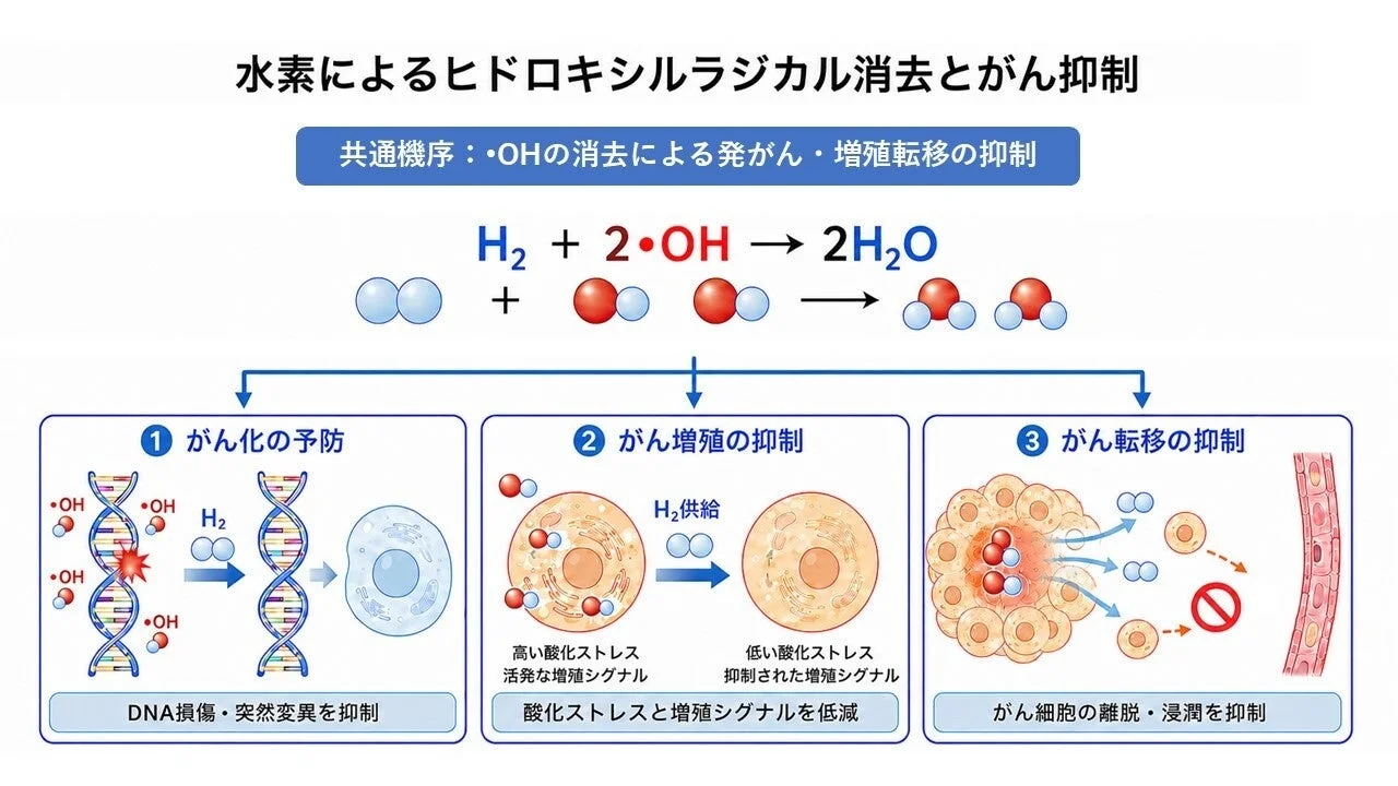 水素によるヒドロキシルラジカル消去とがん抑制