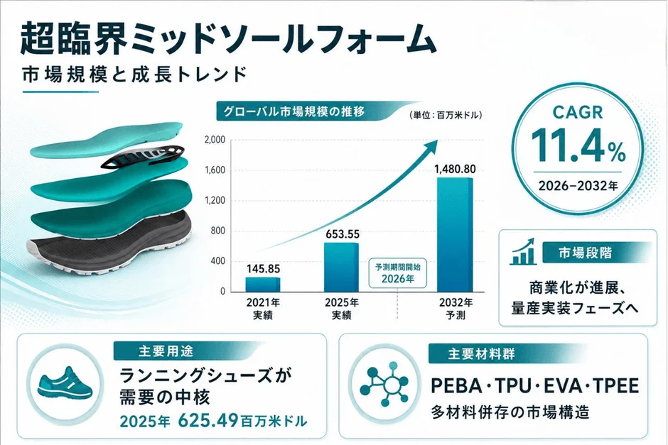 超臨界ミッドソールフォームの市場規模と成長トレンド