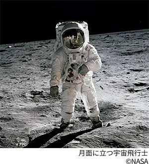月面に立つ宇宙飛行士