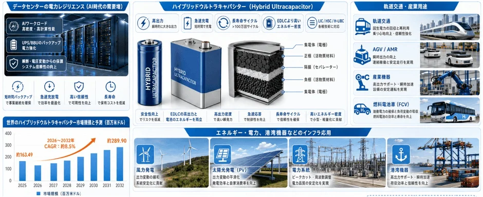 ハイブリッドウルトラキャパシターの用途と市場予測