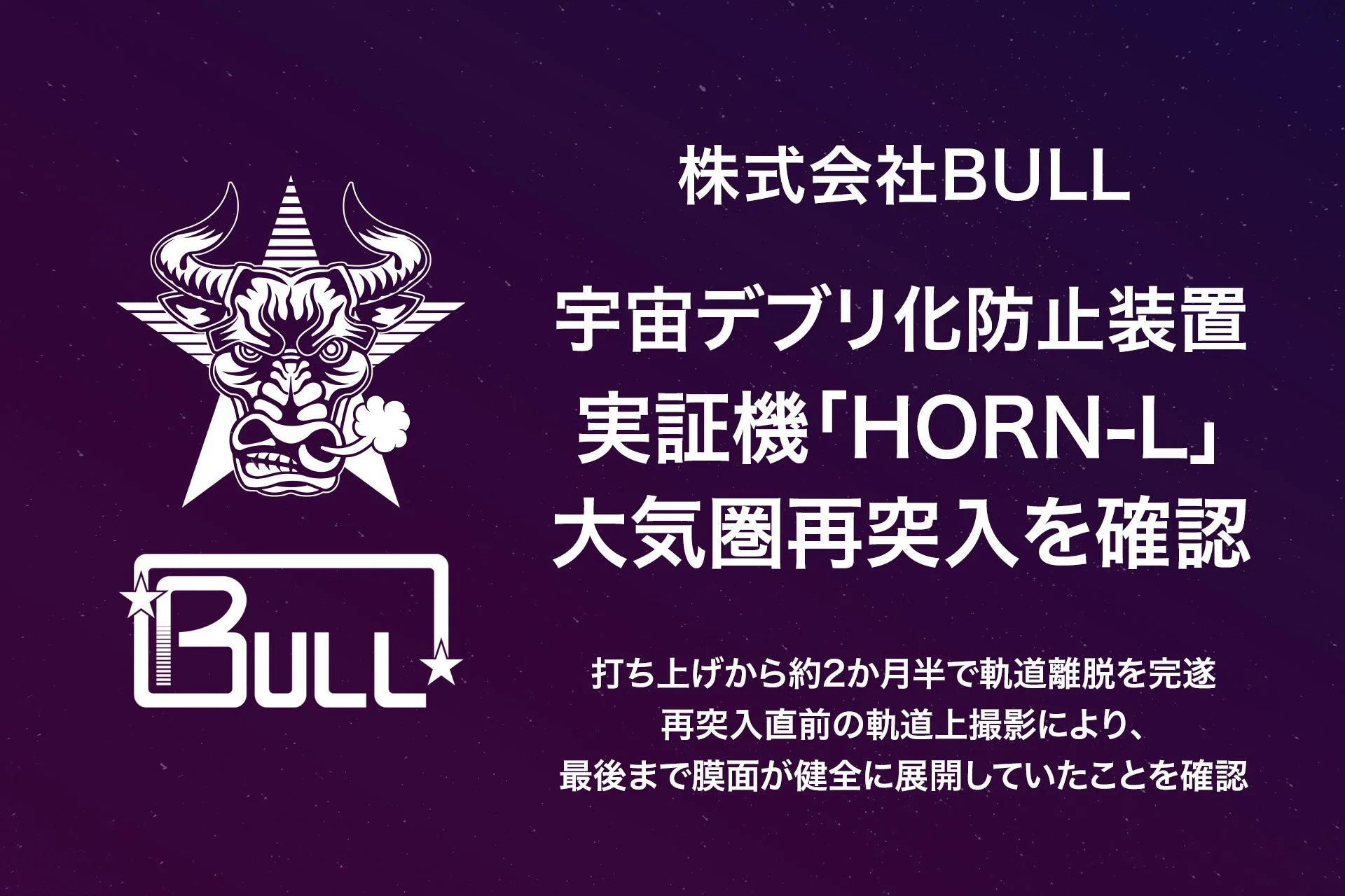 HORN-L 大気圏再突入を確認