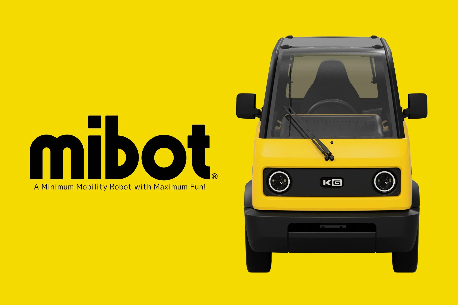 黄色いmibot車両とロゴ
