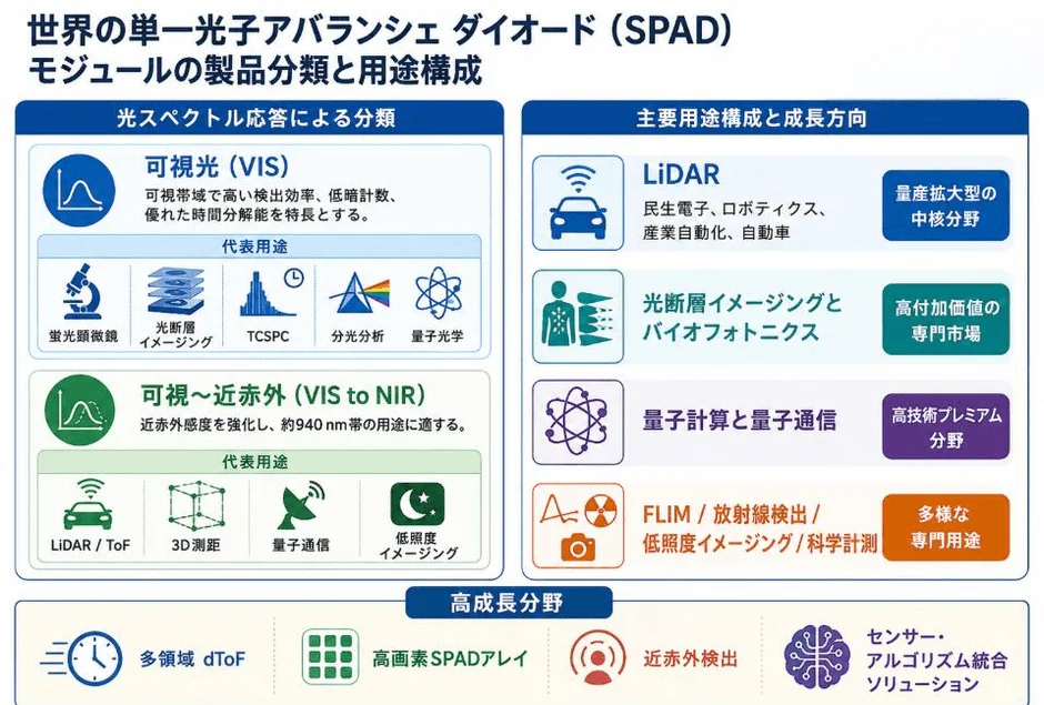 世界の単一光子アバランシェダイオード (SPAD) モジュールの製品分類と用途構成