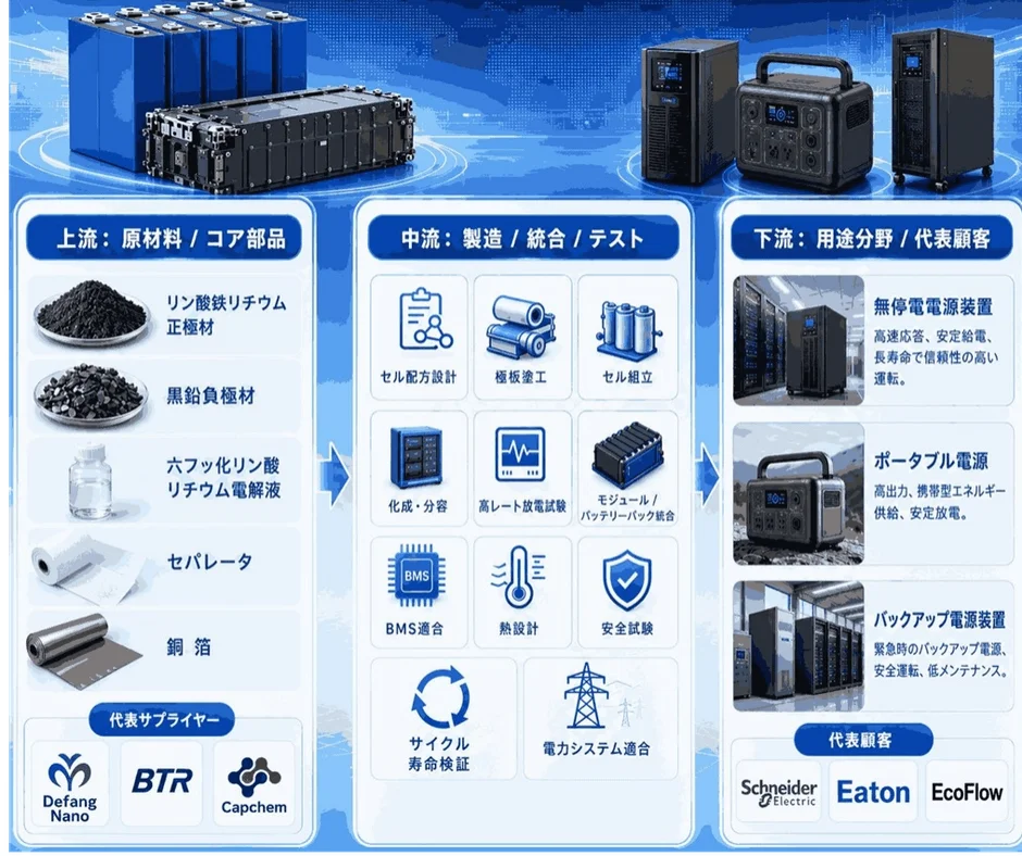 リチウムイオン電池のサプライチェーン図