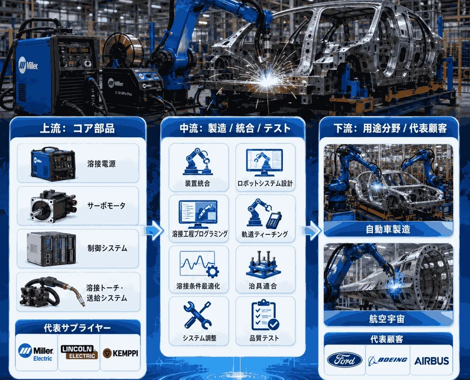 MIGロボット溶接装置の産業チェーンと主要応用分野